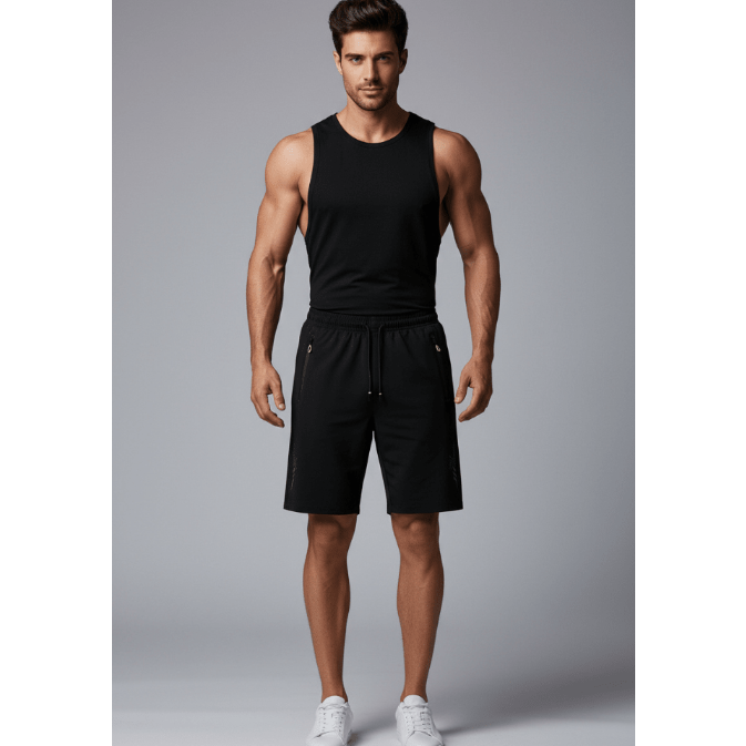 Men's Long Gym Shorts in Black - AresFit