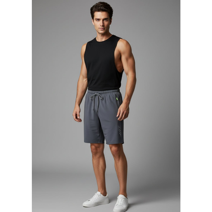 Men's Long Gym Shorts in Black Side Stripe - AresFit