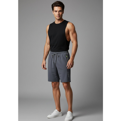 Men's Long Gym Shorts in Black Side Stripe - AresFit