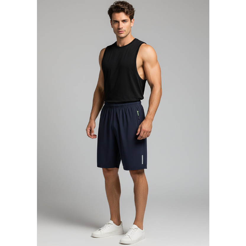 Men's Long Gym Shorts in Light Grey Reflective - AresFit