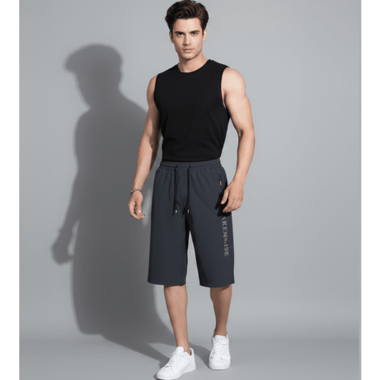 Men's Long Gym Shorts with Zip Pockets - AresFit