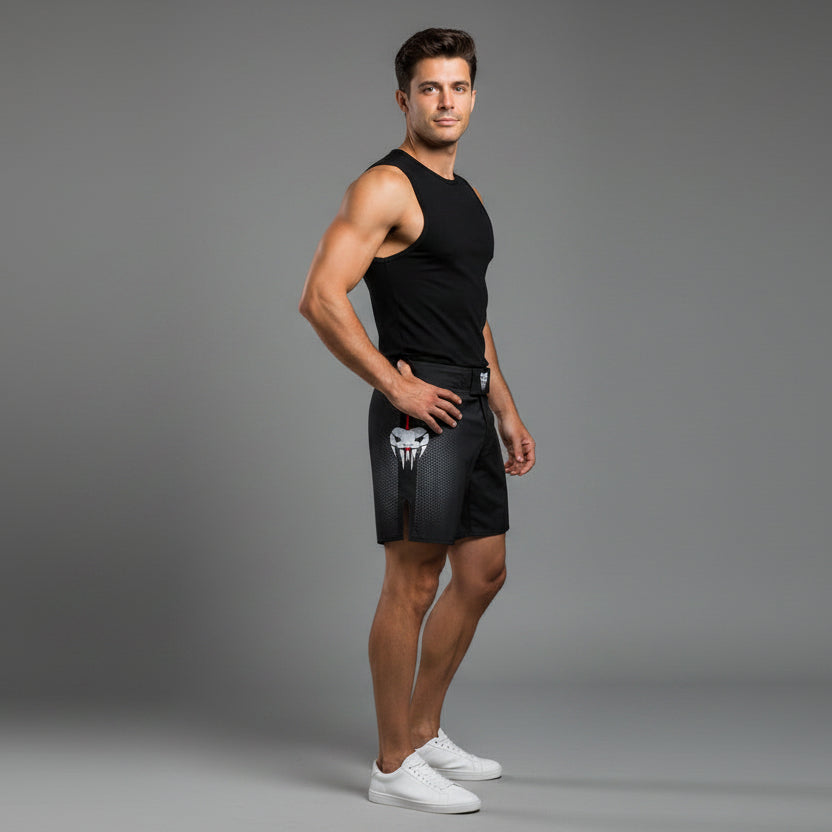 Men's MMA Fight Shorts in Black for Training and Combat Sports - AresFit