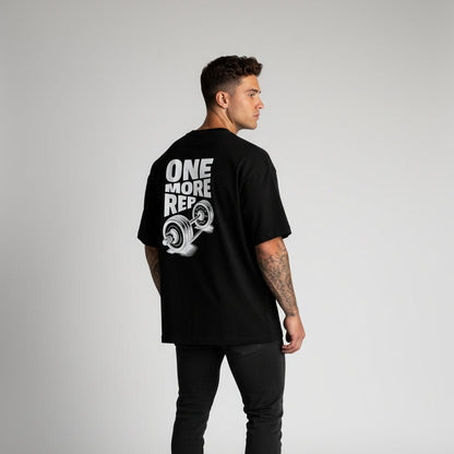 Men’s black oversized gym t-shirt with bodybuilding graphic design - AresFit