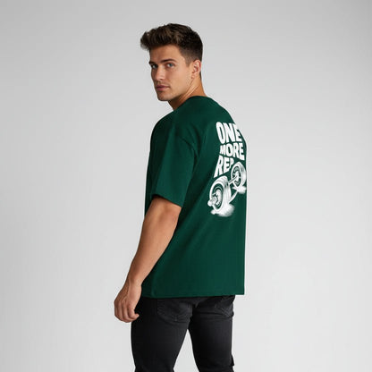 Men’s green oversized fitness t-shirt with graphic workout print - AresFit