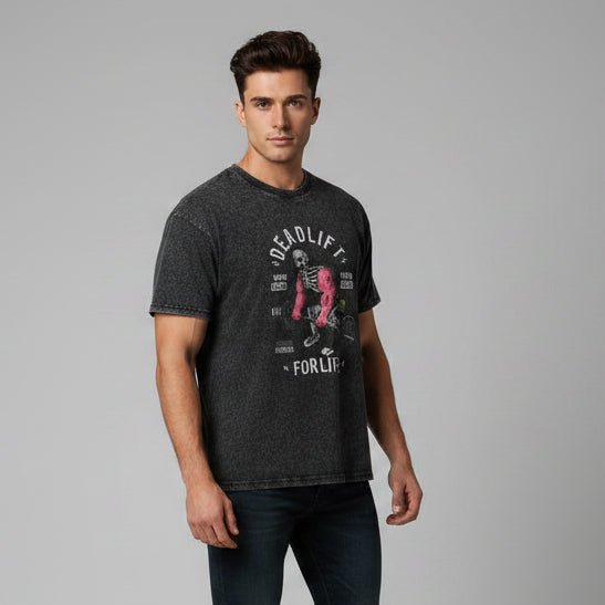 Men's Oversized Acid Wash Gym T-Shirt - AresFit