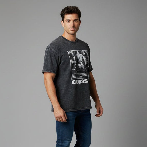 Men's Oversized Acid Wash Gym T-Shirt - AresFit
