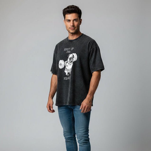 Men's Oversized Acid Wash Gym T-Shirt - AresFit