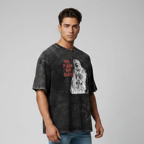 Men's Oversized Acid Wash Gym T-Shirt - AresFit