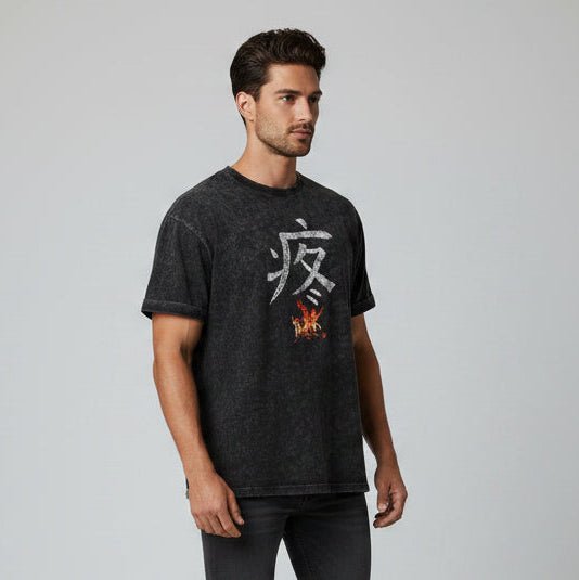 Men's Oversized Acid Wash Gym T-Shirt - AresFit