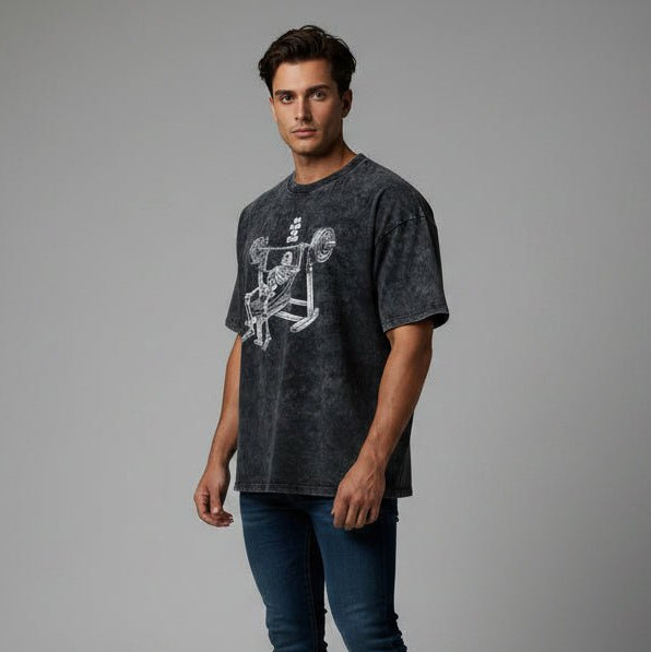 Men's Oversized Acid Wash Gym T-Shirt - AresFit