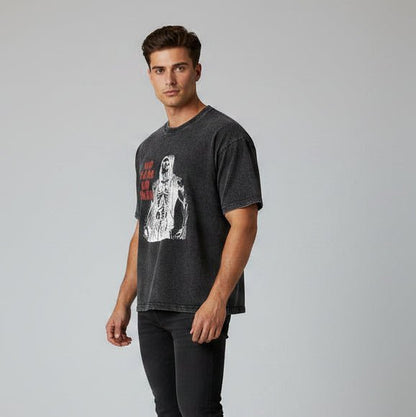 Men's Oversized Acid Wash Gym T-Shirt - AresFit