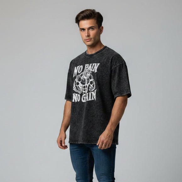 Men's Oversized Acid Wash Gym T-Shirt - AresFit