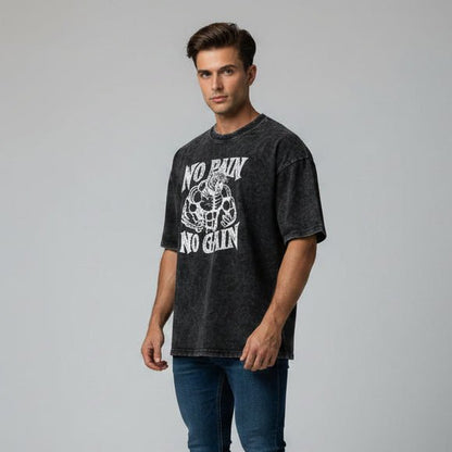 Men's Oversized Acid Wash Gym T-Shirt - AresFit