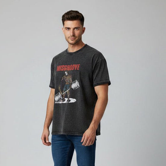 Men's Oversized Acid Wash Gym T-Shirt - AresFit