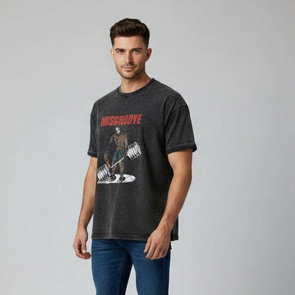 Men's Oversized Acid Wash Gym T-Shirt - AresFit