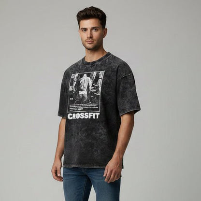 Men's Oversized Acid Wash Gym T-Shirt - AresFit