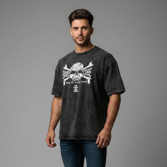 Men's Oversized Acid Wash Gym T-Shirt - AresFit