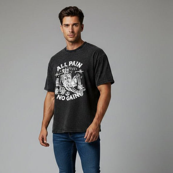 Men's Oversized Acid Wash Gym T-Shirt - AresFit