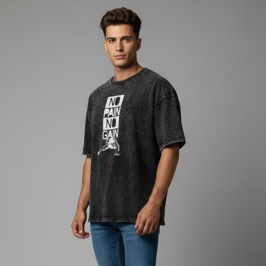 Men's Oversized Acid Wash Gym T-Shirt - AresFit
