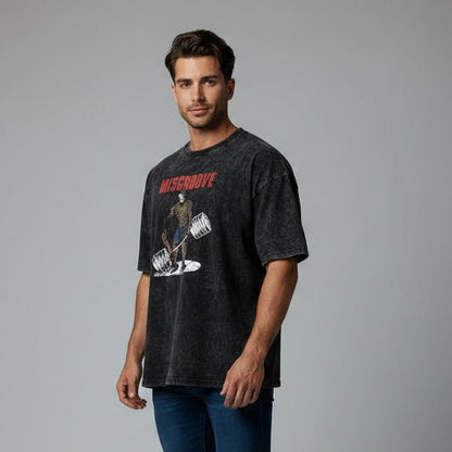 Men's Oversized Acid Wash Gym T-Shirt - AresFit