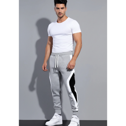 Men's Panel Athletic Joggers in Grey and Black - AresFit
