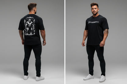 Men's black Silverback gym t-shirt with Destroy gorilla back graphic and Silverback logo front - AresFit