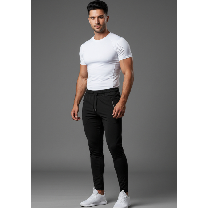 Men's Tapered Training Joggers in Black - AresFit