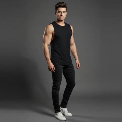 Man wearing black workout tank top - AresFit