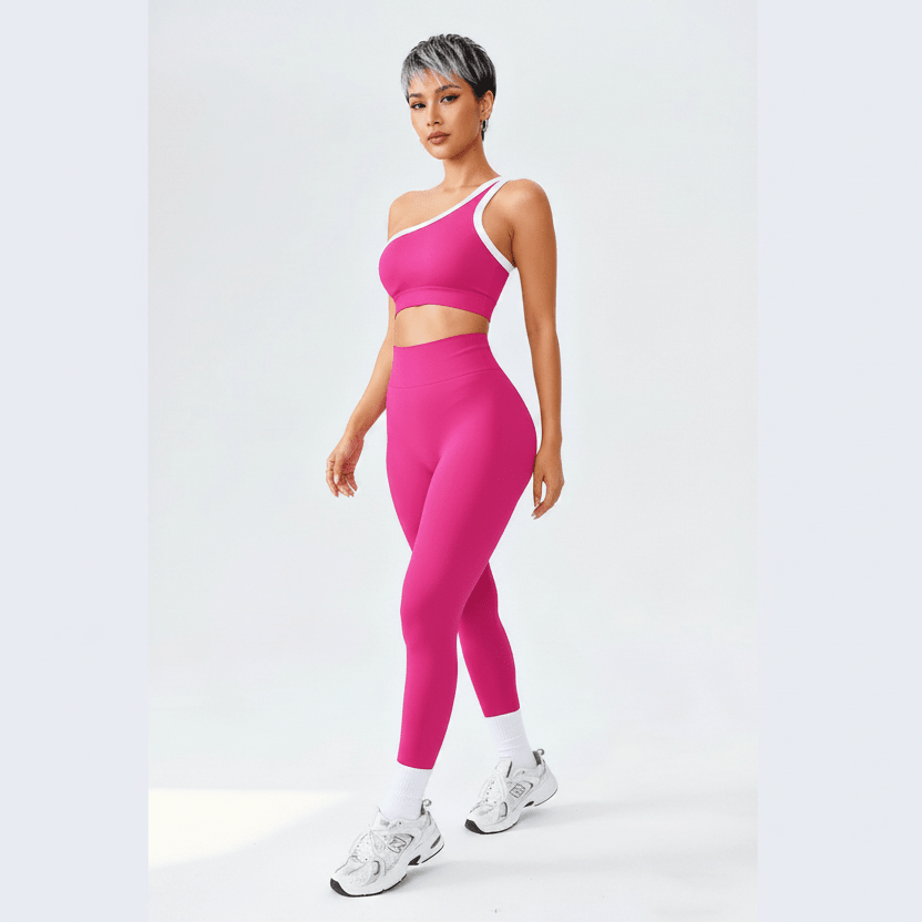 One Shoulder Seamless Leggings & Sports Bra Set - AresFit