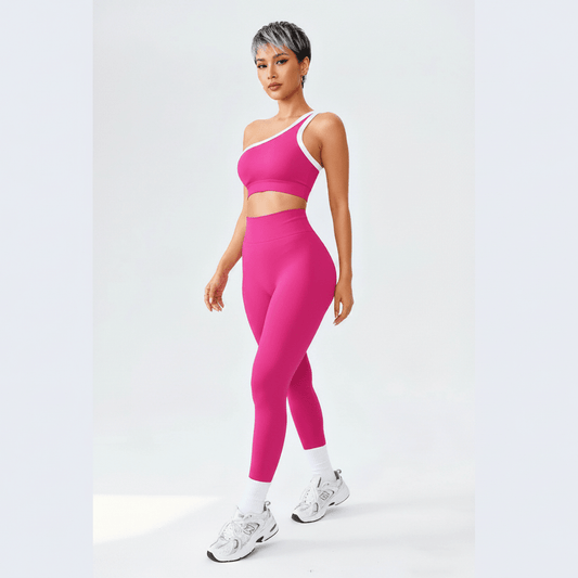 One Shoulder Seamless Leggings & Sports Bra Set - AresFit