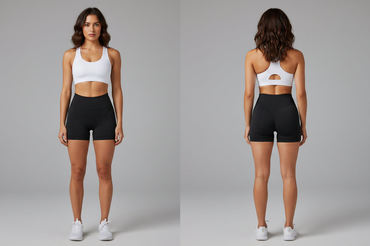 Black high-waisted shorts on a white background - Aresfit