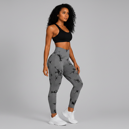 Tie Dye Seamless Gym Leggings And Shorts - AresFit