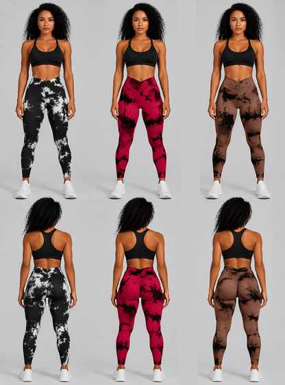 Tie Dye Seamless Gym Leggings And Shorts - AresFit