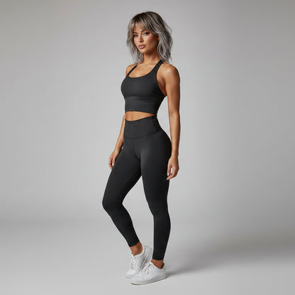 Women’s grey halter neck gym top with breathable seamless fit - AresFit