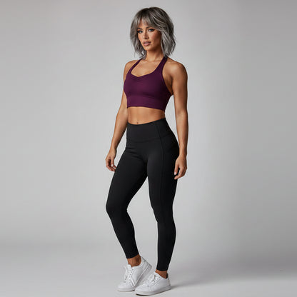 Women’s purple halter neck gym top with lightweight workout fit - AresFit