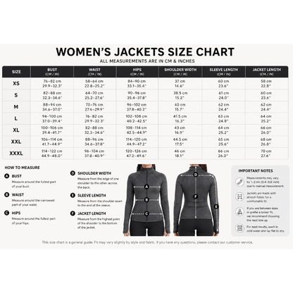 Women's Jacket Size Chart- AresFit