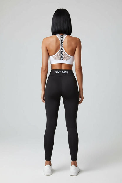 Women’s white racerback gym sports bra rear view with lightweight stretch support - AresFit