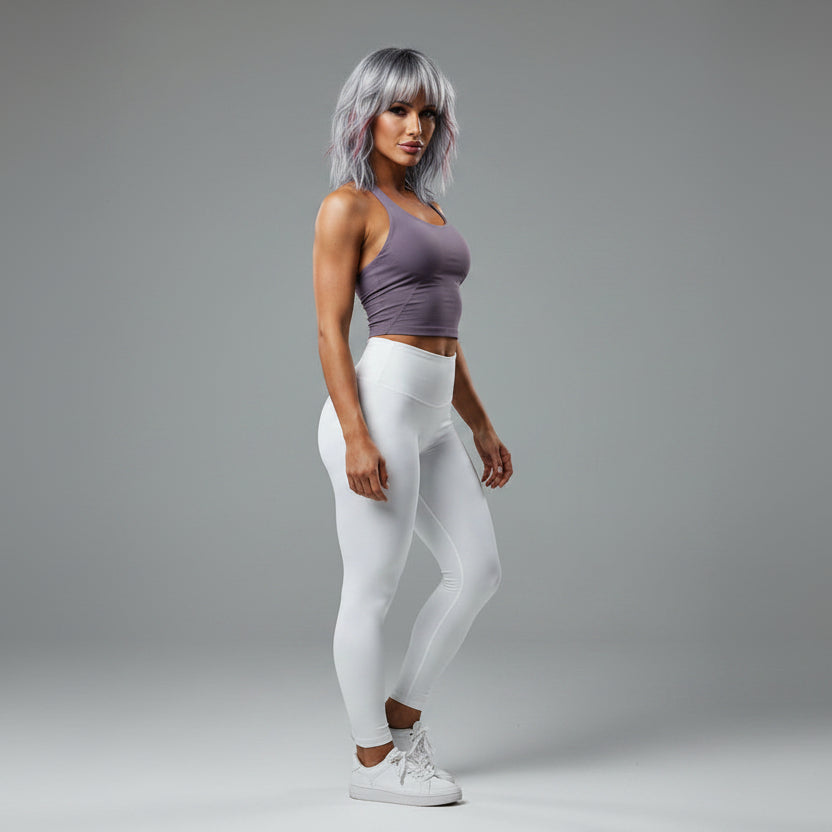 Women’s lilac longline halter tank top with lightweight workout fit - AresFit