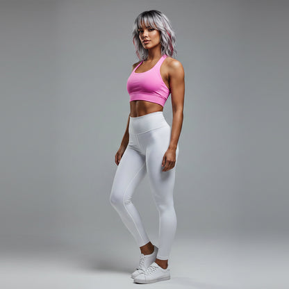 Women’s pink longline halter tank top with breathable activewear fit - AresFit