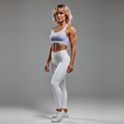 Women’s beige longline halter top with lightweight workout fit - AresFit