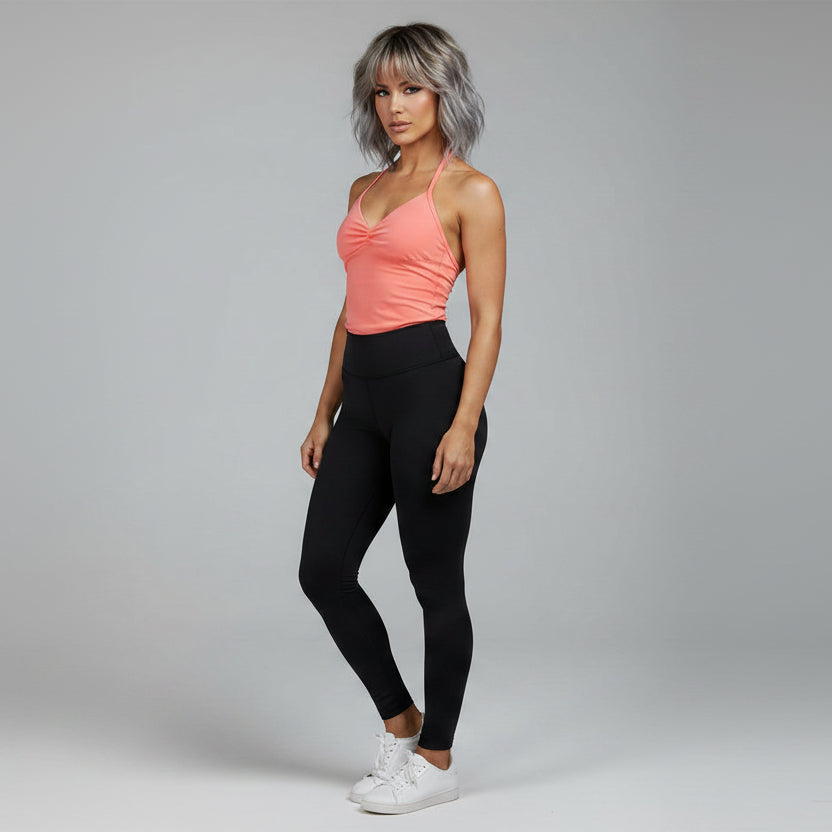 Women’s coral longline strappy tank top with breathable yoga fit - AresFit