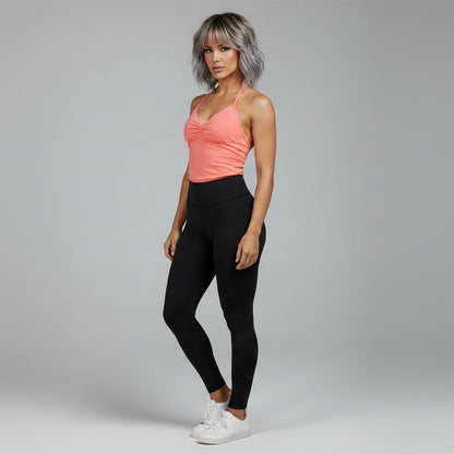Women’s coral longline strappy tank top with breathable yoga fit - AresFit