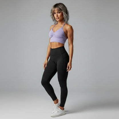 Women’s lilac longline strappy tank top with seamless activewear fit - AresFit