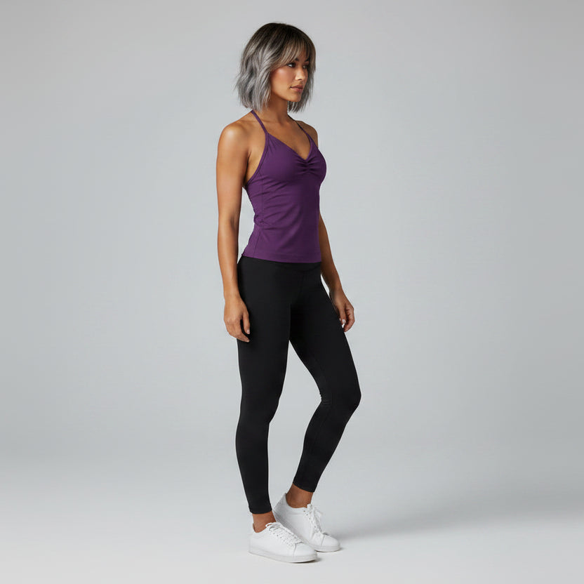 Women’s light pink longline strappy tank top with breathable gym fit - AresFit