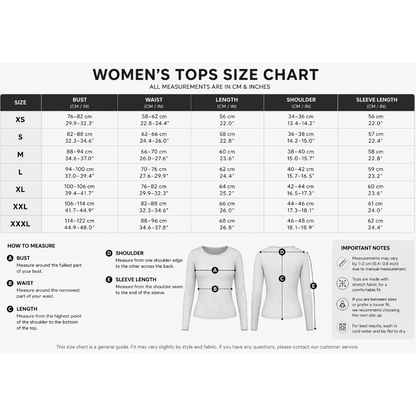 Women's one shoulder crop top size chart with bust waist shoulder and sleeve measurements - AresFit