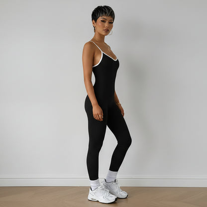Women’s black one piece gym unitard with fitted training style - AresFit