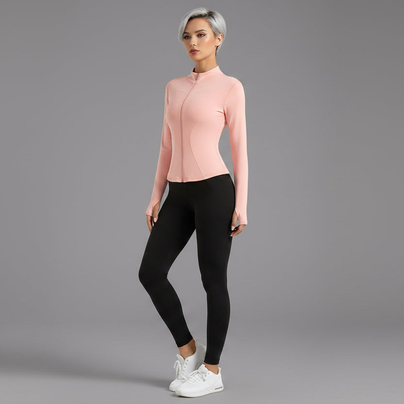 Women’s pink lightweight running jacket with breathable stretch fabric - AresFit