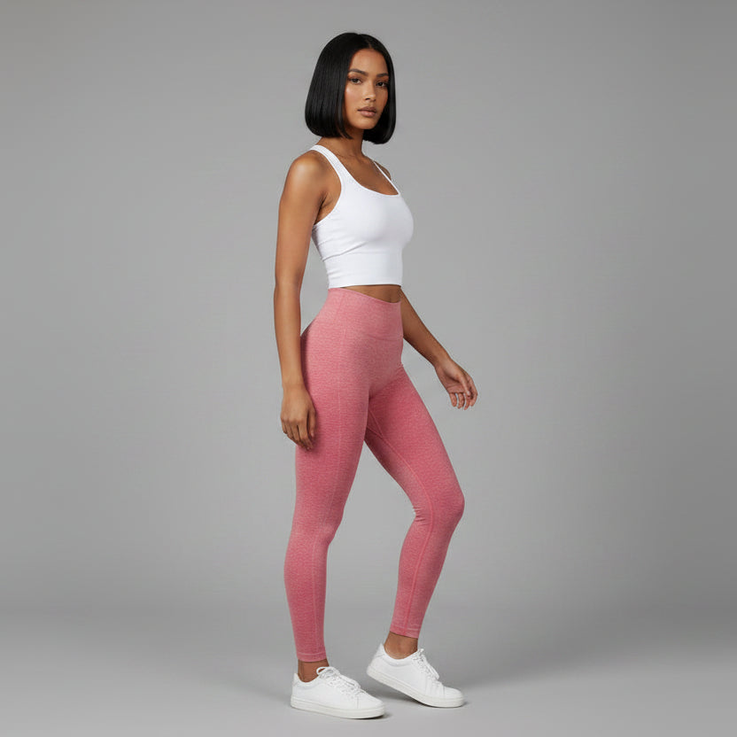 Pink seamless cross back sports bra full body activewear fit for gym and cardio - AresFit