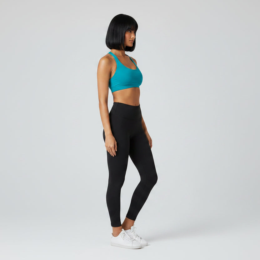 Women’s black and green seamless halter sports bra with breathable support - AresFit