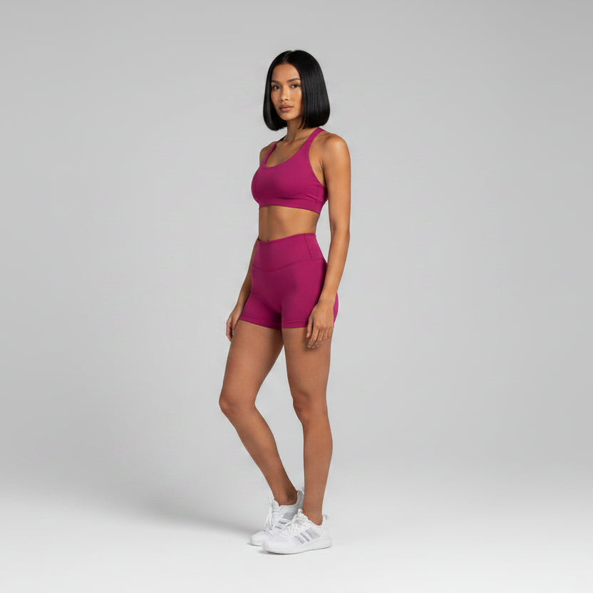 Purple pink women’s seamless halter sports bra for yoga and gym sessions - AresFit